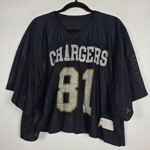 Vtinage Russell Athletic NFL Chargers #81 Cropped Mens XL Black Football Jersey